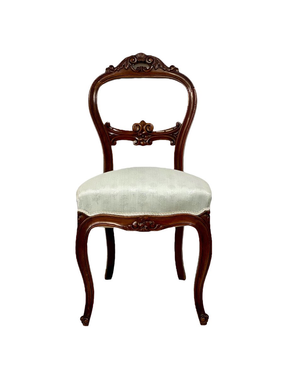 Suite de Quatre Chaises de Salle à Manger Napoléon III à Dossier Ballon-photo-1