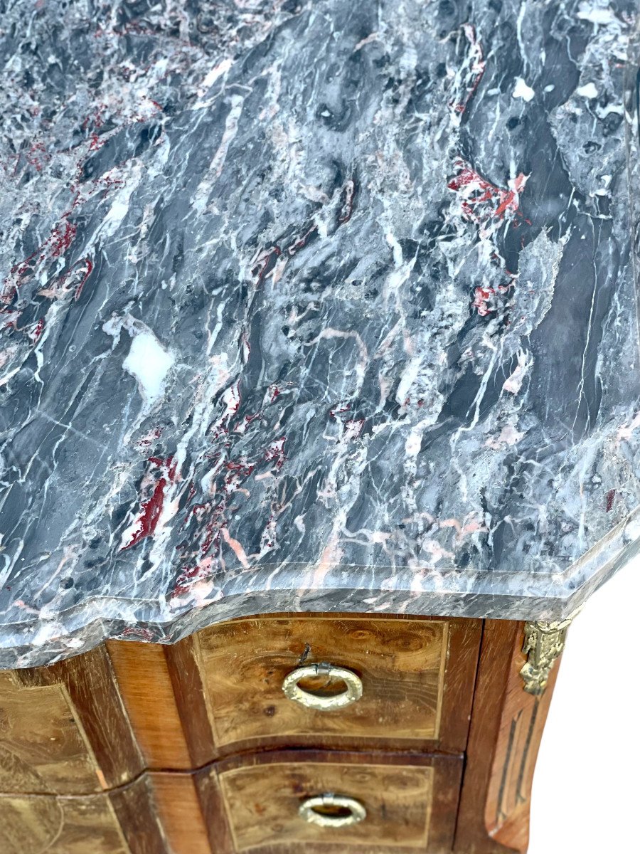 Paire Complémentaire de Commodes de Style Transition  avec Plateau en Marbre-photo-4