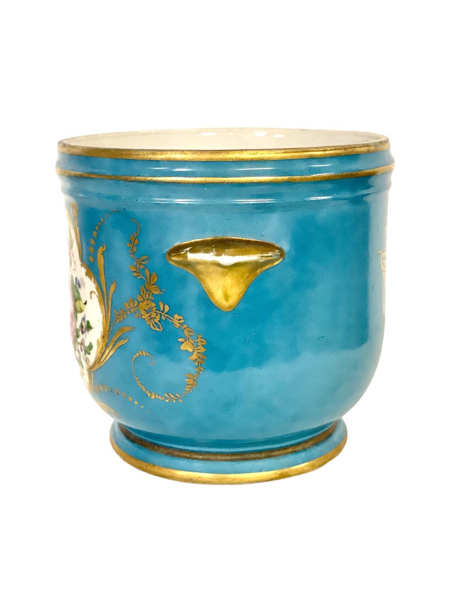 Cache Pot du 19ème Siècle en Porcelaine de Limoges à Décor de Fleurs-photo-4