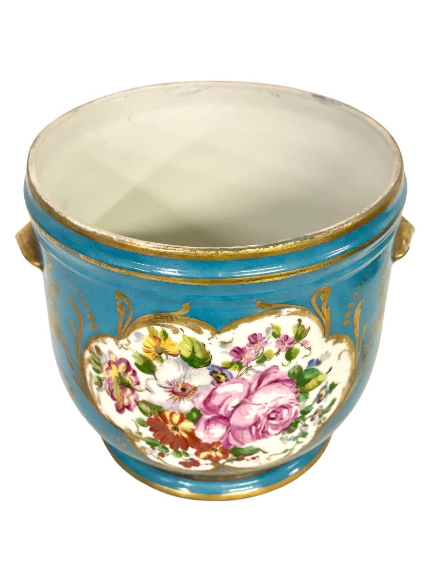 19th Century Cache Pot In Limoges Porcelain-photo-4