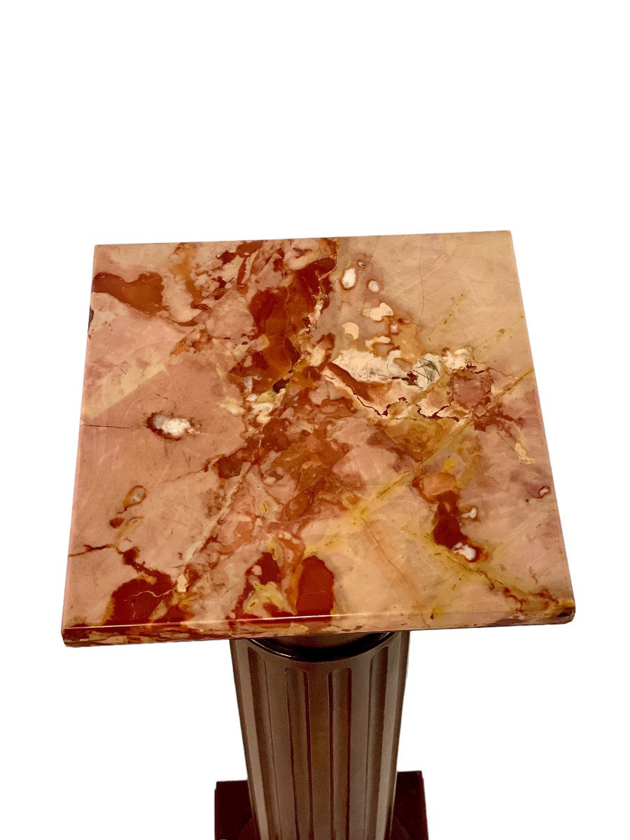 19th Century French Column Pedestal With A Marble Top-photo-2