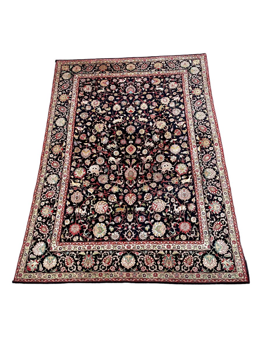 20th Century Large Tabriz Persian Rug In A Black Background
