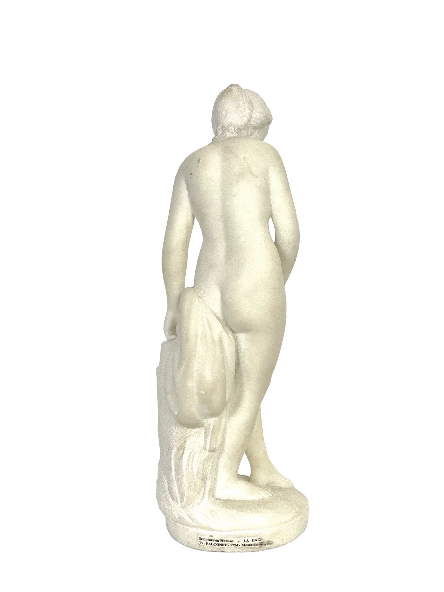 Sculpture en Marbre Blanc du 19ème Siècle « La Baigneuse » Inspirée de Falconet-photo-3
