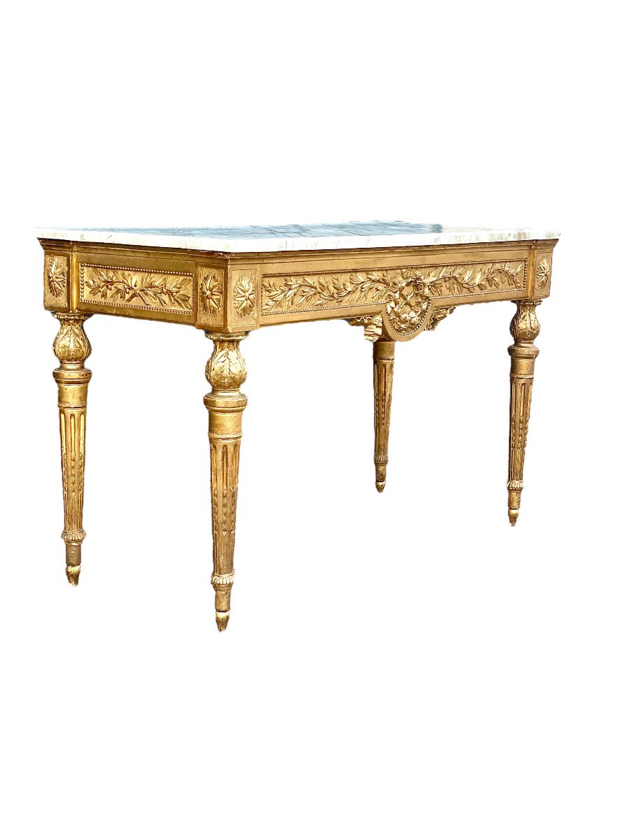 Console en Bois Doré d'Epoque Louis XVI, France, 18ème Siècle-photo-2