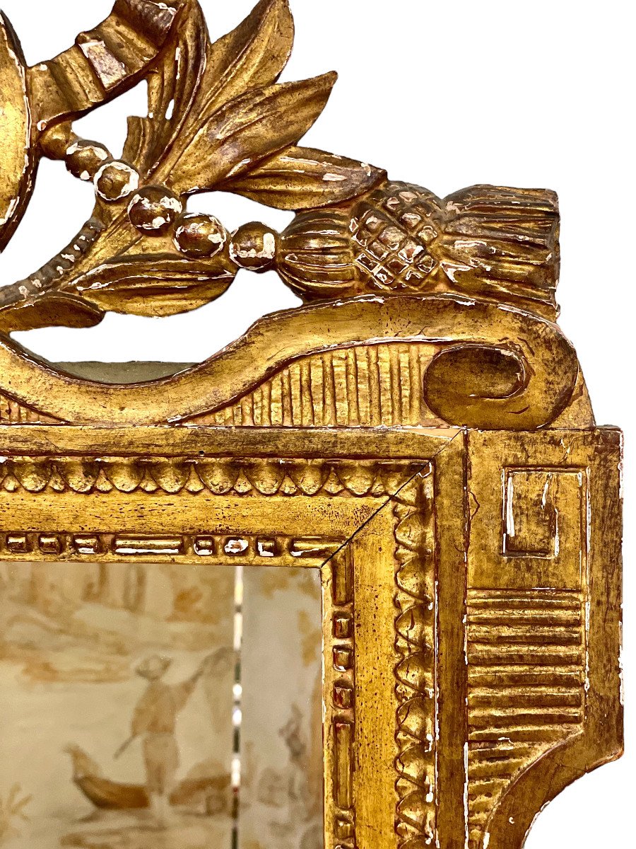 Miroir Mural Ancien en Bois Doré de Style Louis XVI-photo-4