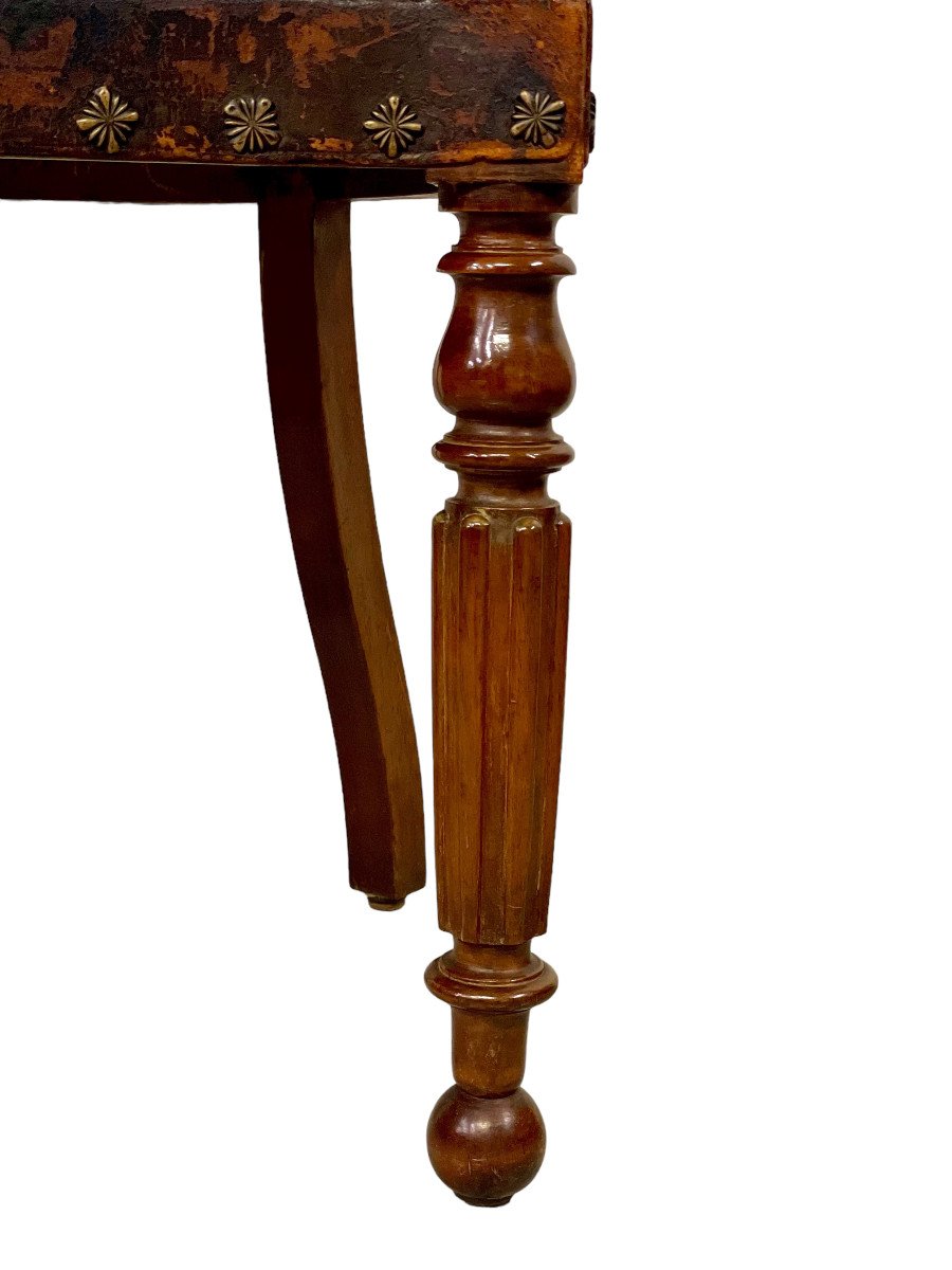 Chaise de Bureau en Acajou à Dossier Tonneau d'Epoque Restauration-photo-2