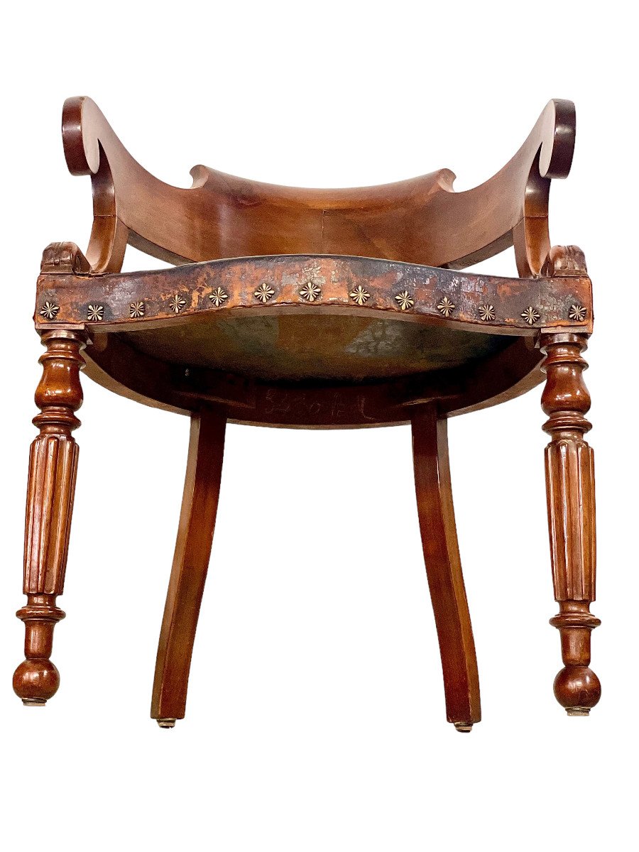 Chaise de Bureau en Acajou à Dossier Tonneau d'Epoque Restauration-photo-7