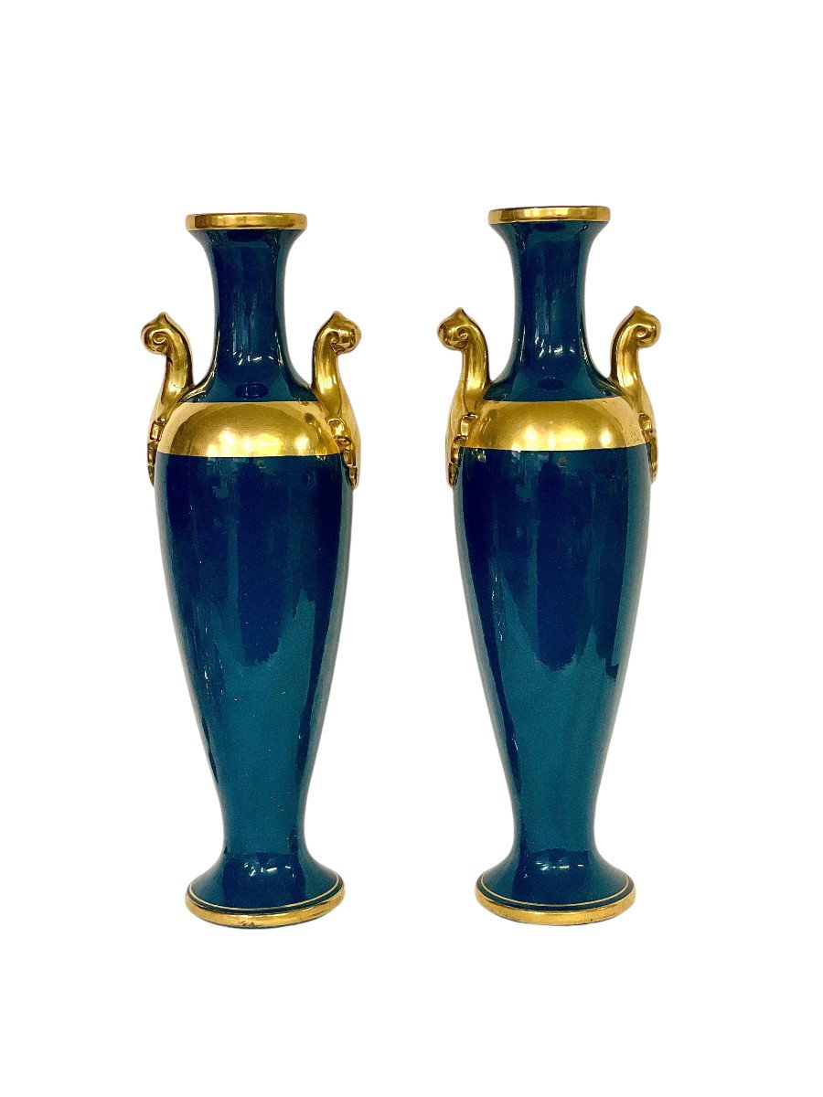 Paire de Grands Vases en Porcelaine de Style Empire XIXe Siècle-photo-3