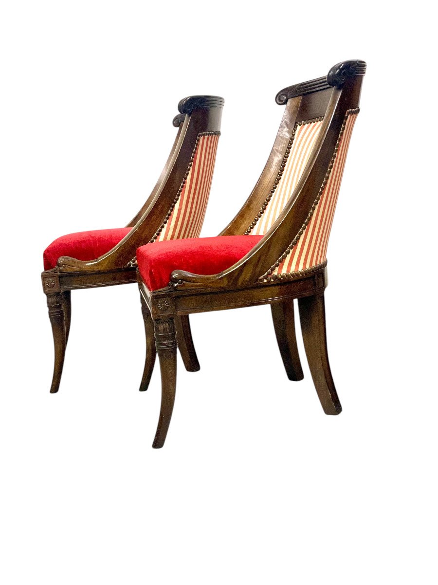 Pair Of Empire Period Gondola Children Chairs-photo-1