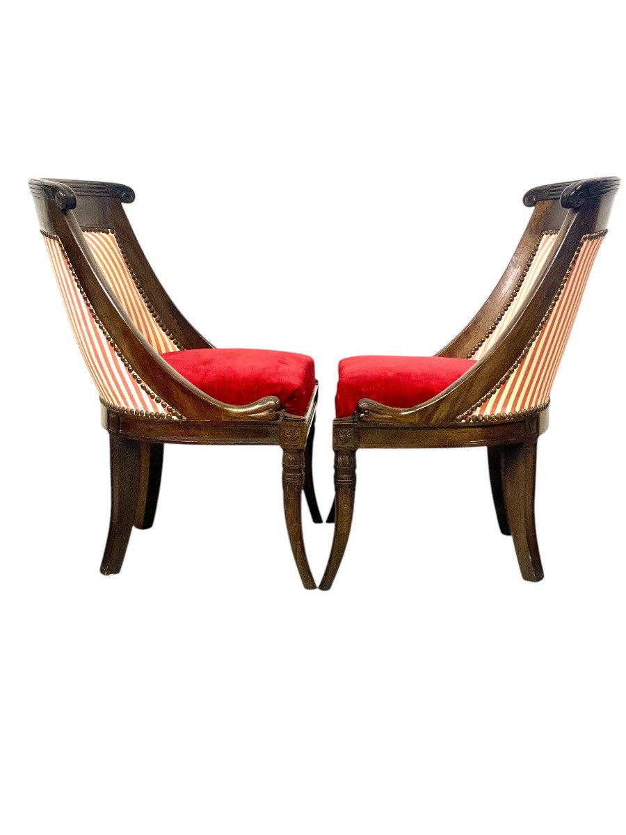 Pair Of Empire Period Gondola Children Chairs-photo-5