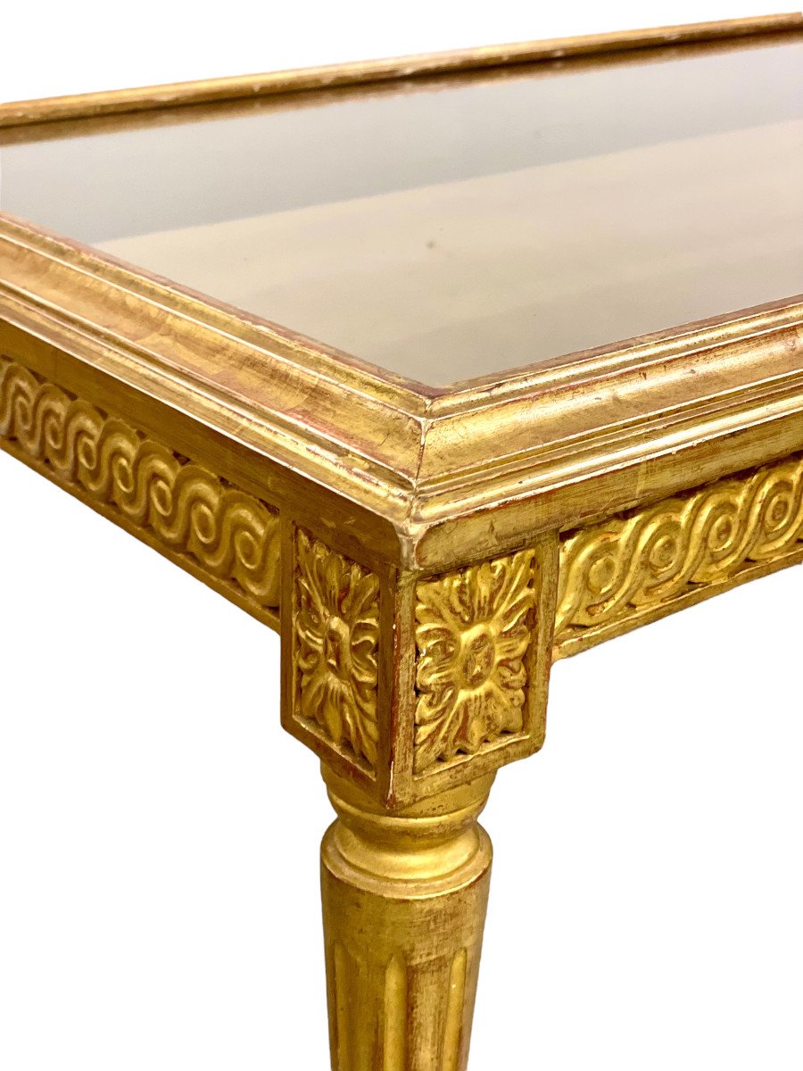 Table Basse Louis XVI en Bois Doré avec Plateau Vitrine, XIXe siècle-photo-5