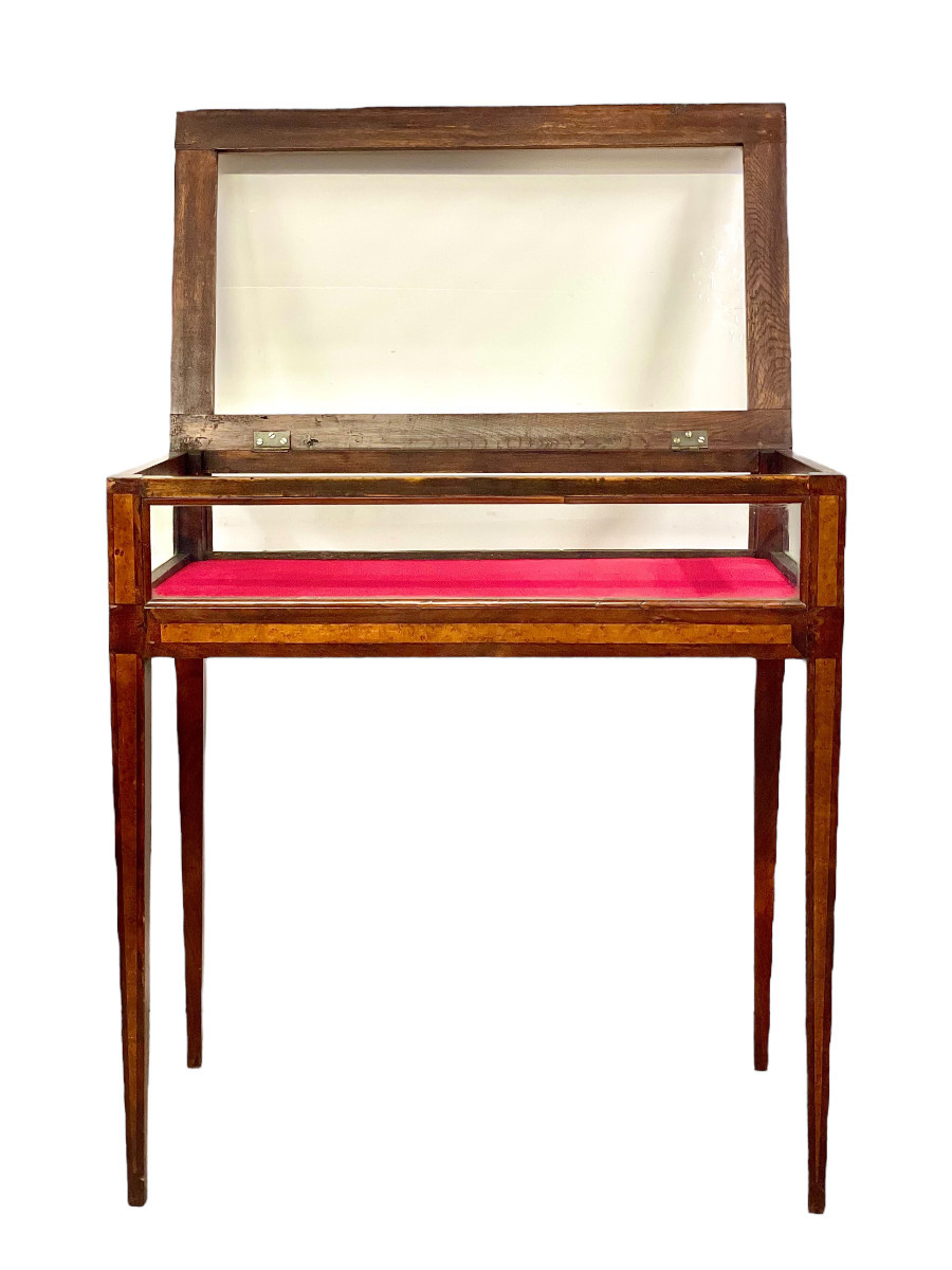 Vitrine en Noyer et Intérieur en Velours Rouge, France 19ème Siècle-photo-3
