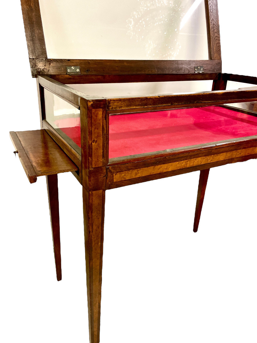 Vitrine en Noyer et Intérieur en Velours Rouge, France 19ème Siècle-photo-1