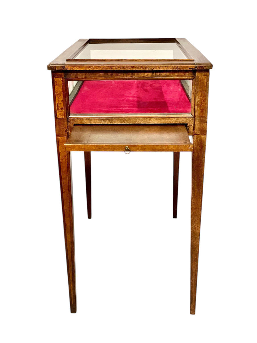 Vitrine en Noyer et Intérieur en Velours Rouge, France 19ème Siècle-photo-3