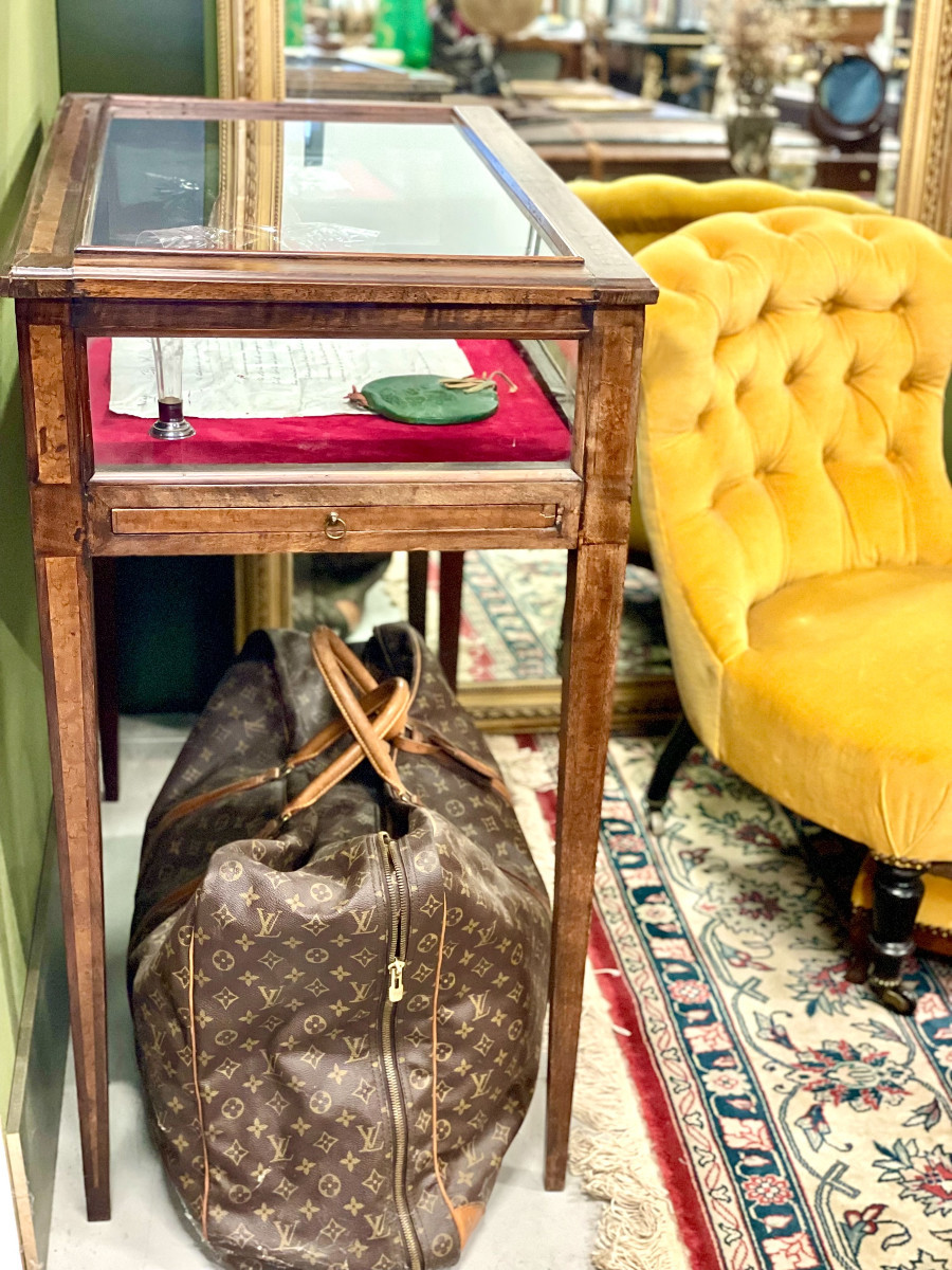 Vitrine en Noyer et Intérieur en Velours Rouge, France 19ème Siècle-photo-6