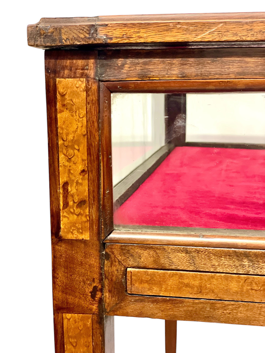 Vitrine en Noyer et Intérieur en Velours Rouge, France 19ème Siècle-photo-7