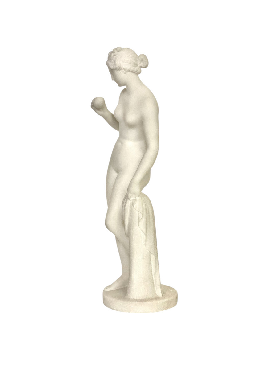19th Century Alabaster Sculpture After Falconet "la Baigneuse"-photo-2
