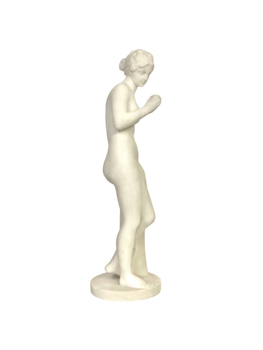 19th Century Alabaster Sculpture After Falconet "la Baigneuse"-photo-4