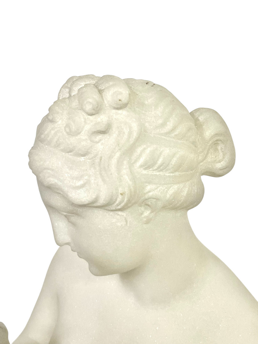 19th Century Alabaster Sculpture After Falconet "la Baigneuse"-photo-4