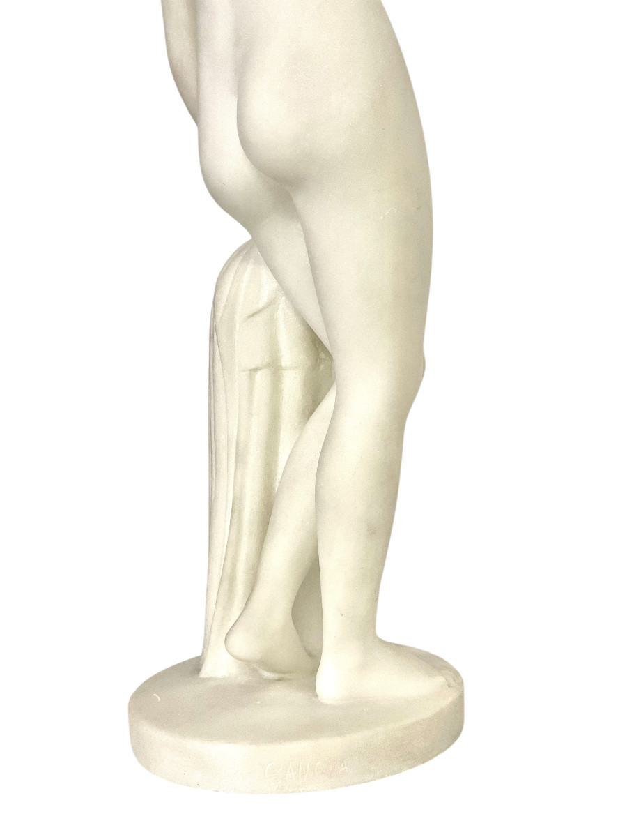 19th Century Alabaster Sculpture After Falconet "la Baigneuse"-photo-7