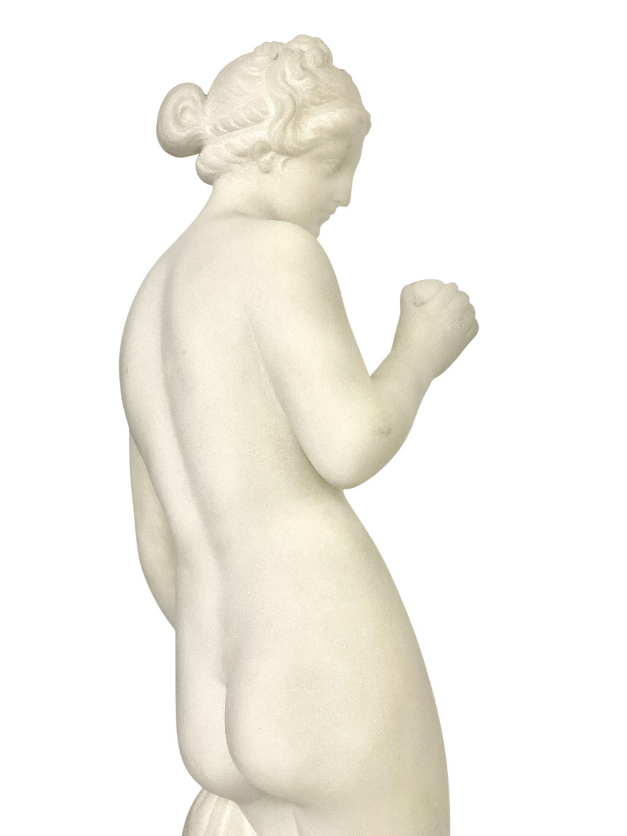 19th Century Alabaster Sculpture After Falconet "la Baigneuse"-photo-8
