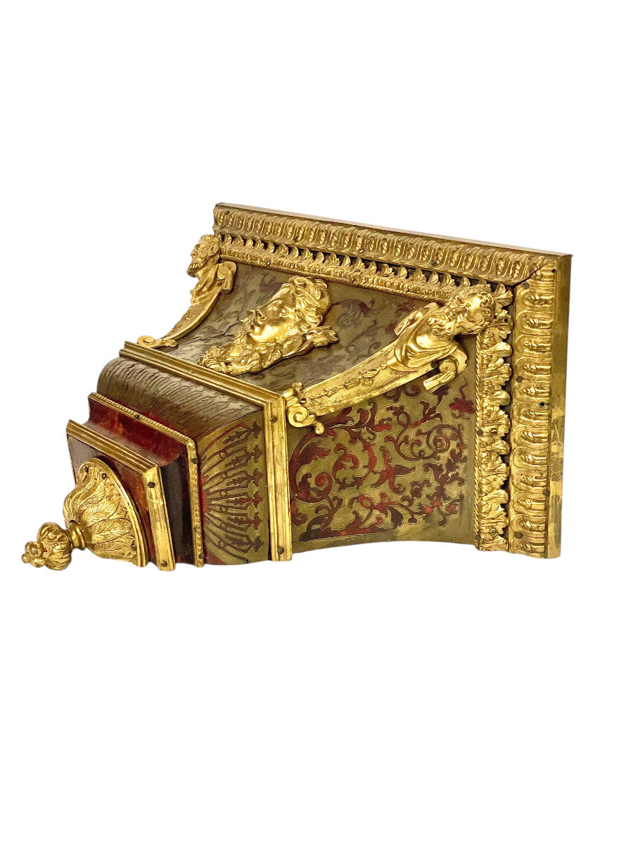 Console Murale du XIXe Siècle avec Masque en Bronze Doré et Satyres-photo-4