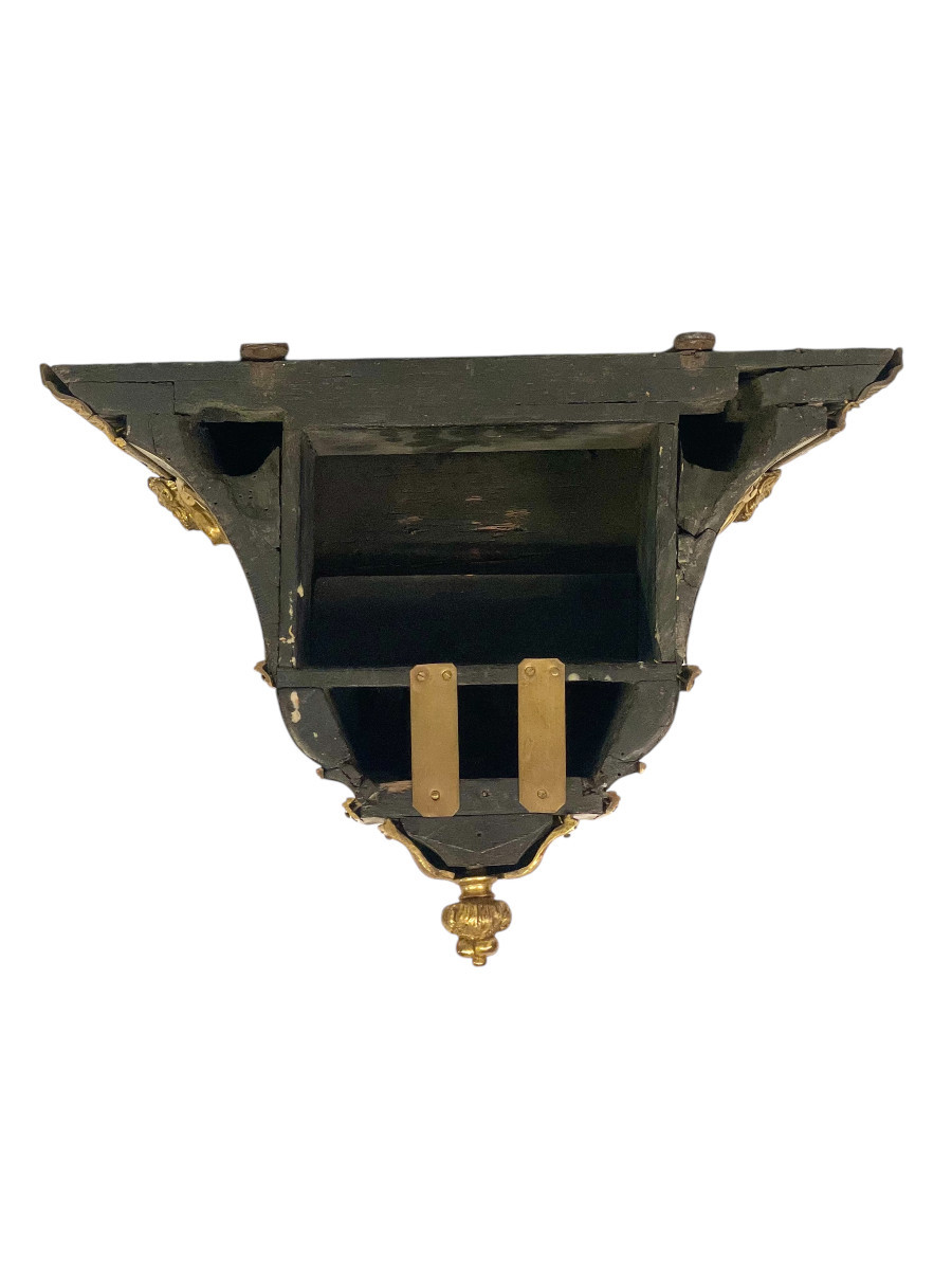 Console Murale du XIXe Siècle avec Masque en Bronze Doré et Satyres-photo-5