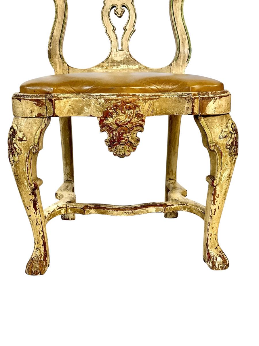 Rare Suite Of 10 Italian Rococo Dining Chairs With Distressed Patina, C.1800-photo-3