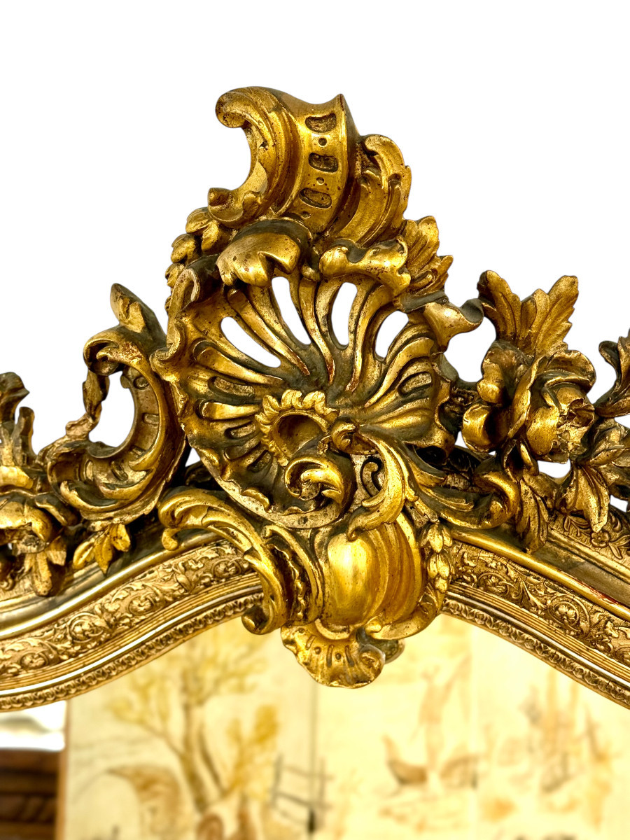 Miroir en Bois Doré de Style Louis XV, XIXe siècle-photo-2