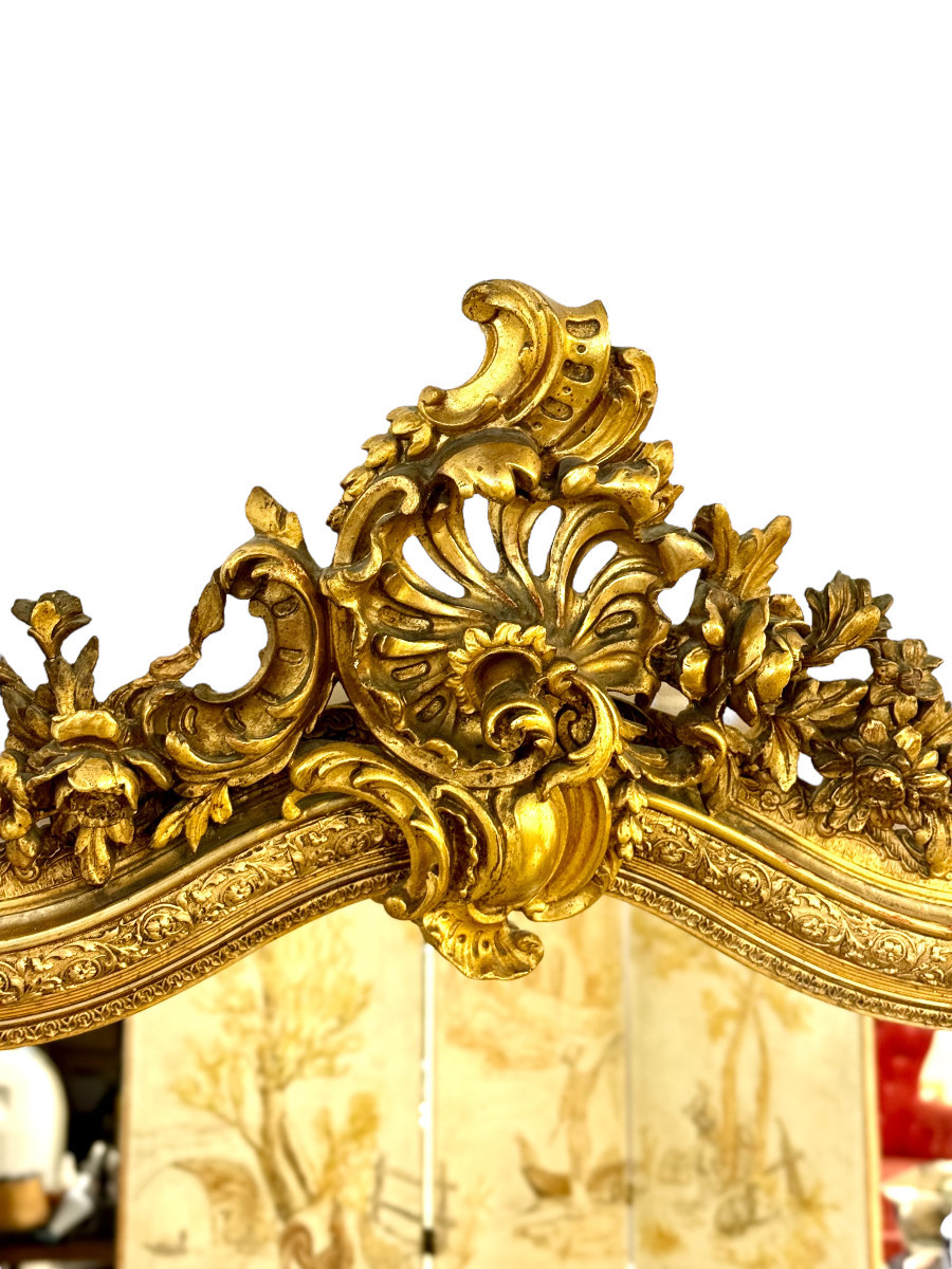 Miroir en Bois Doré de Style Louis XV, XIXe siècle-photo-1