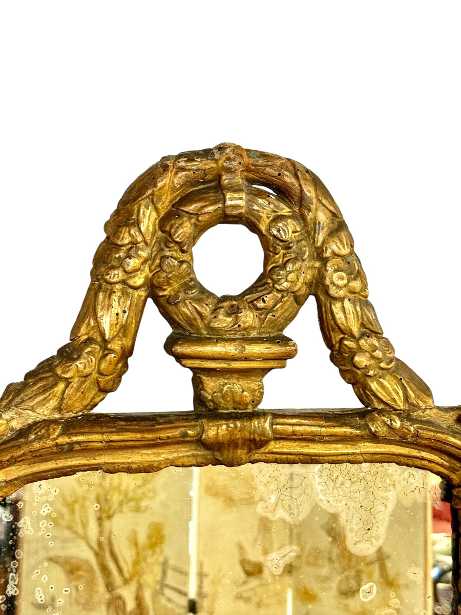 Miroir Louis XVI en Bois Doré du XVIIIe siècle -photo-2