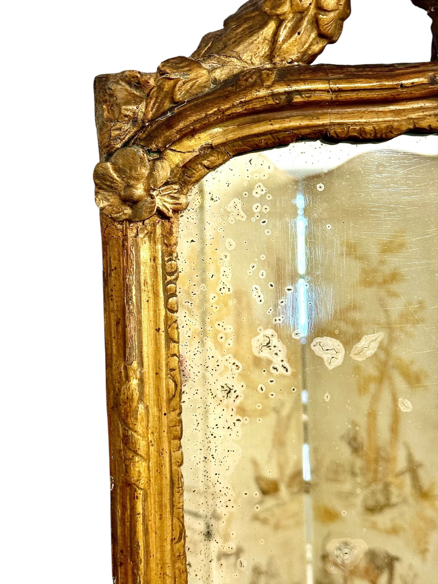 Miroir Louis XVI en Bois Doré du XVIIIe siècle -photo-1