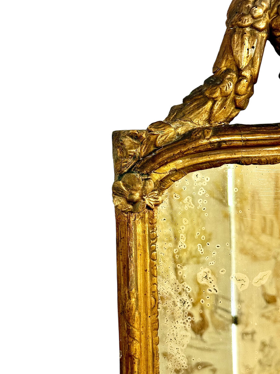Miroir Louis XVI en Bois Doré du XVIIIe siècle -photo-4