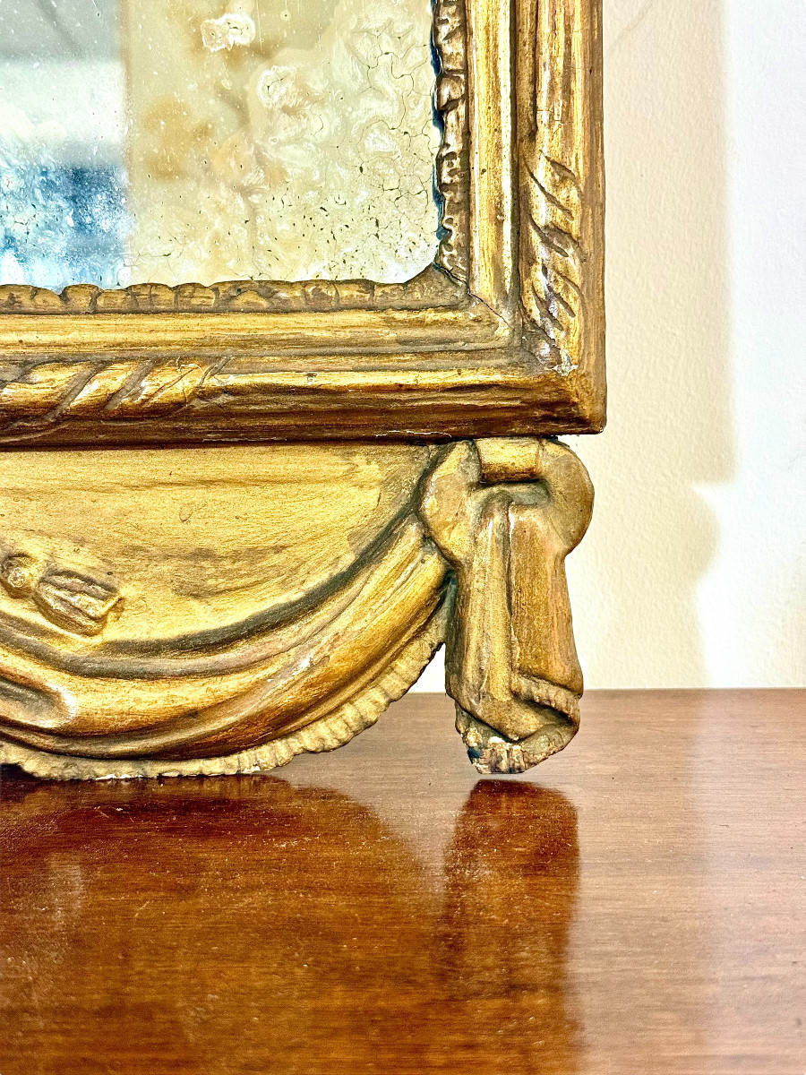 Miroir Louis XVI en Bois Doré du XVIIIe siècle -photo-5