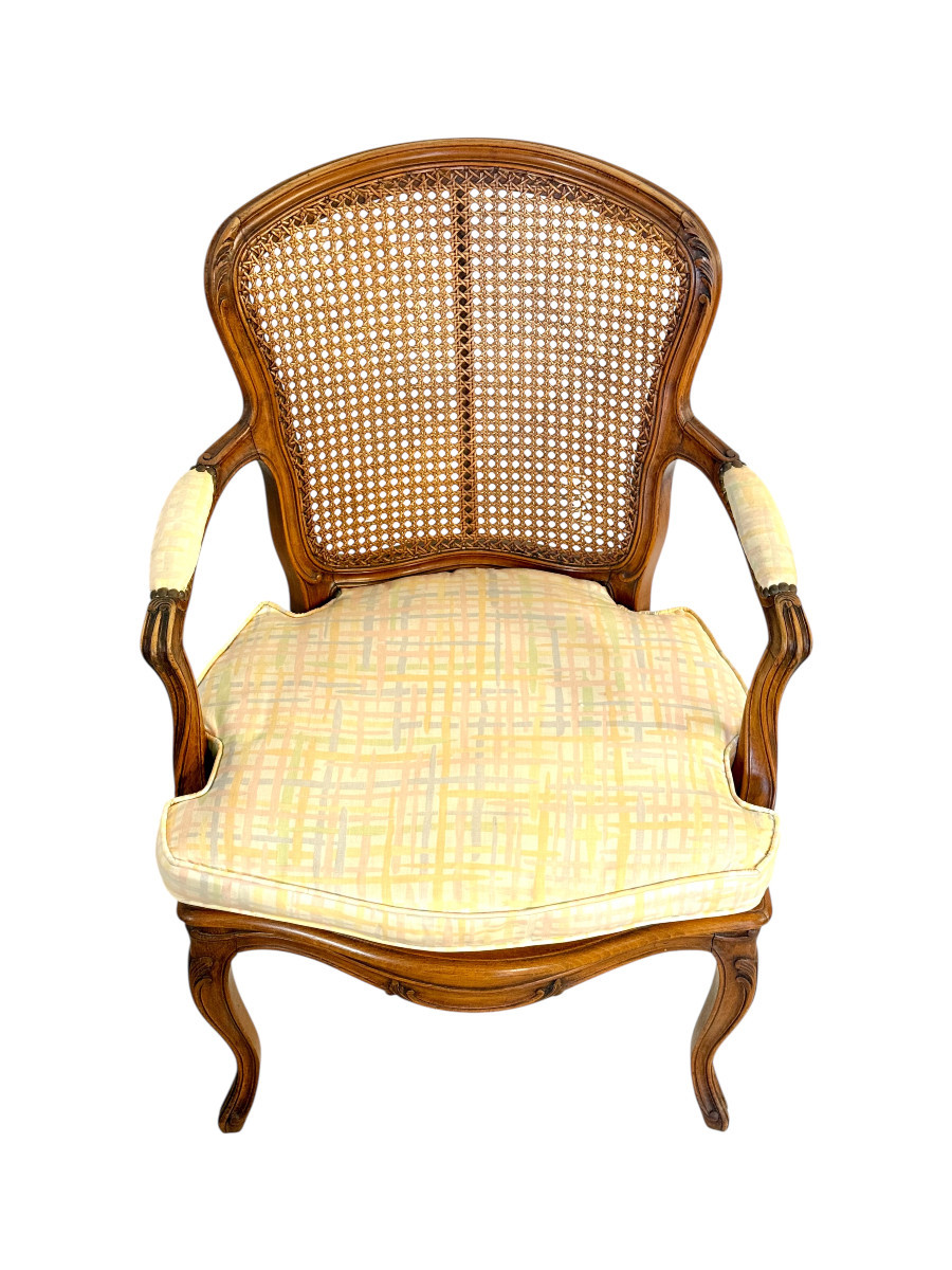 Fauteuil Canné de Style Louis XV en Noyer, France, Fin du XIXe siècle-photo-4