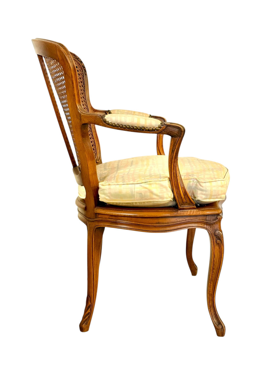 Fauteuil Canné de Style Louis XV en Noyer, France, Fin du XIXe siècle-photo-1