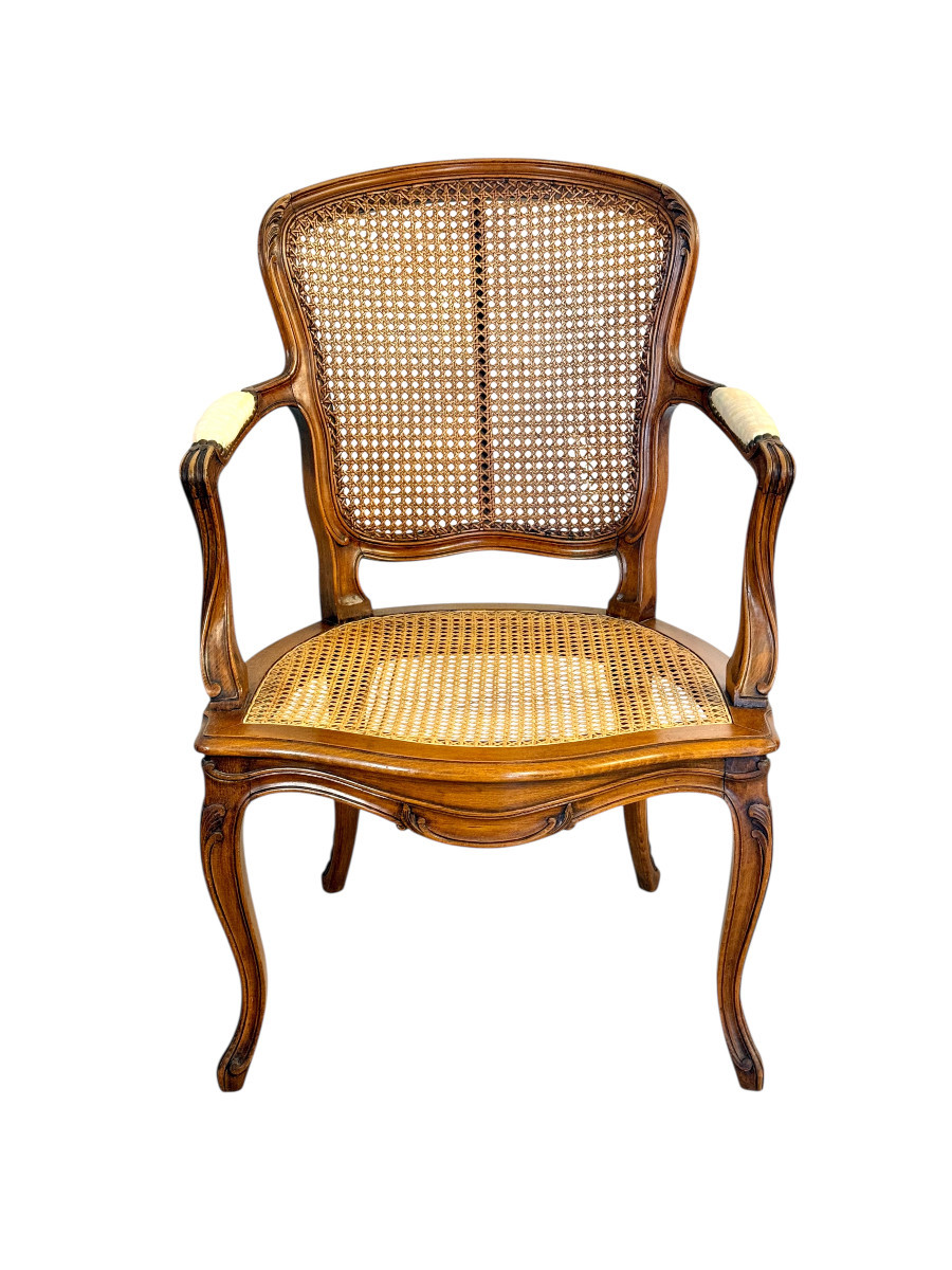 Fauteuil Canné de Style Louis XV en Noyer, France, Fin du XIXe siècle-photo-6