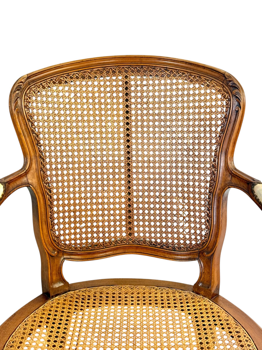 Fauteuil Canné de Style Louis XV en Noyer, France, Fin du XIXe siècle-photo-7