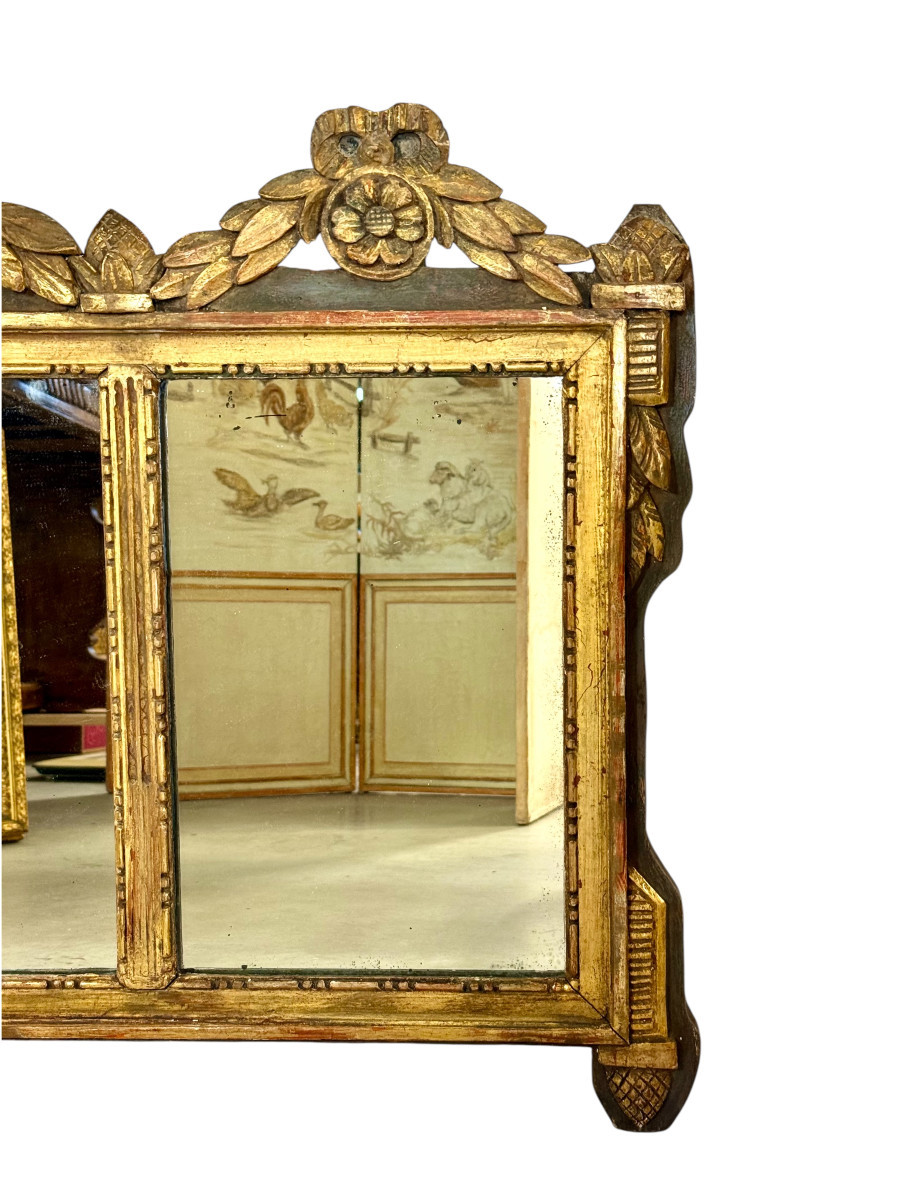 19th Century French Neoclassical Giltwood Wall Mirror With Crest-photo-1