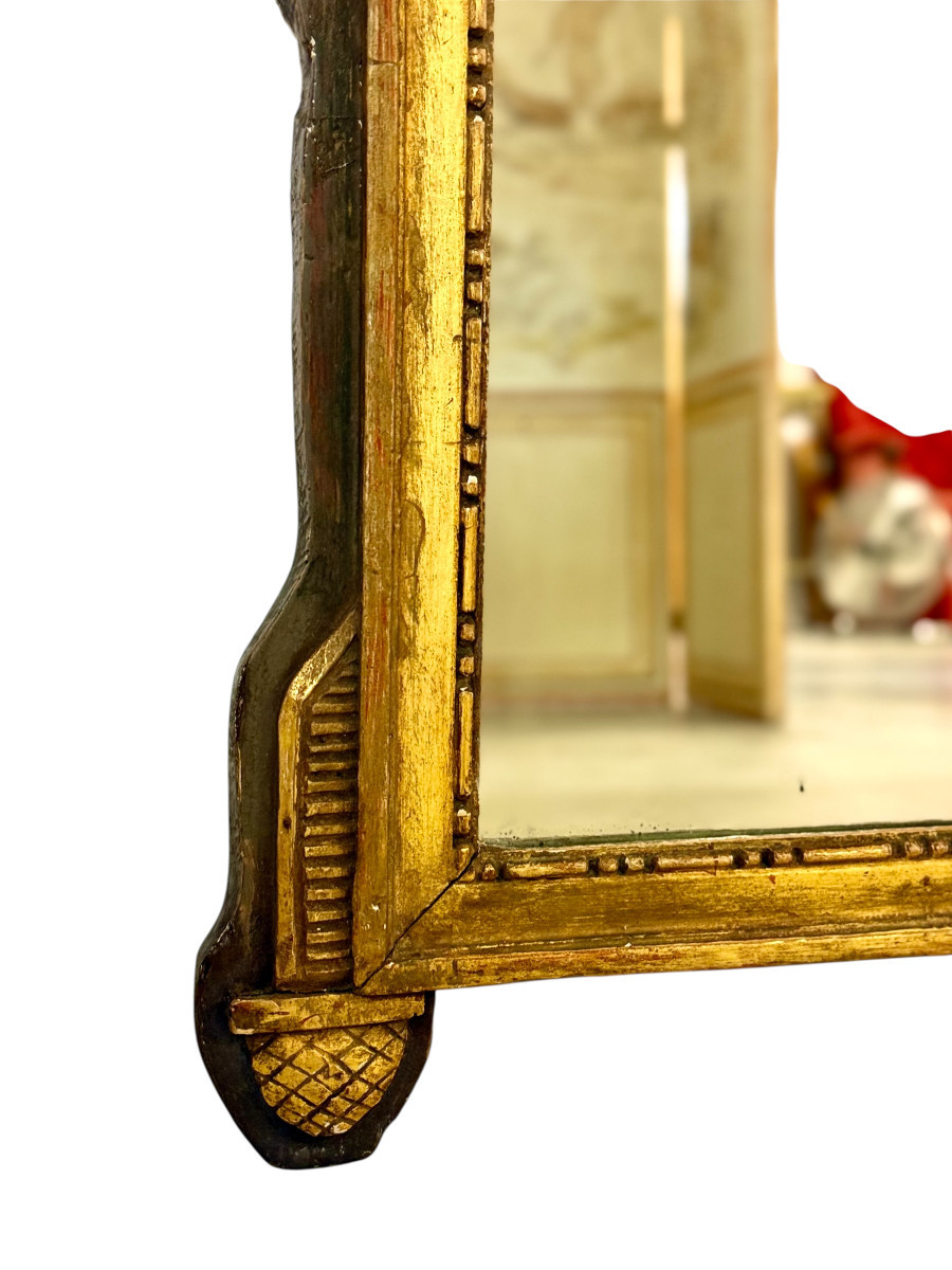 19th Century French Neoclassical Giltwood Wall Mirror With Crest-photo-3