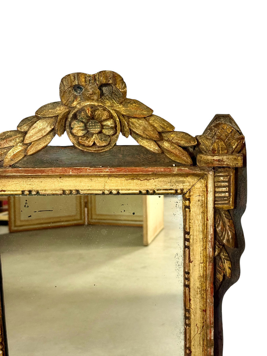 19th Century French Neoclassical Giltwood Wall Mirror With Crest-photo-5