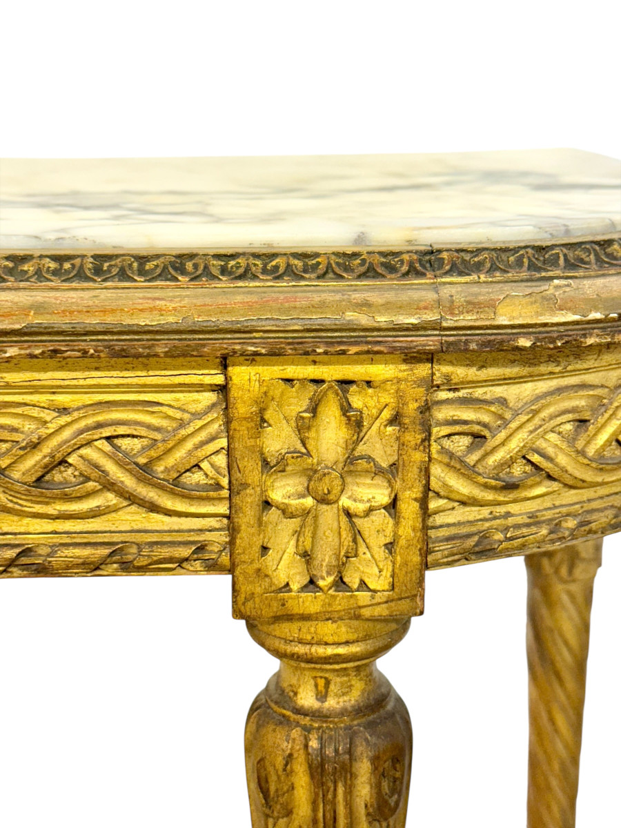 Louis XVI Style Giltwood Console With Marble Top, 19th Century-photo-3