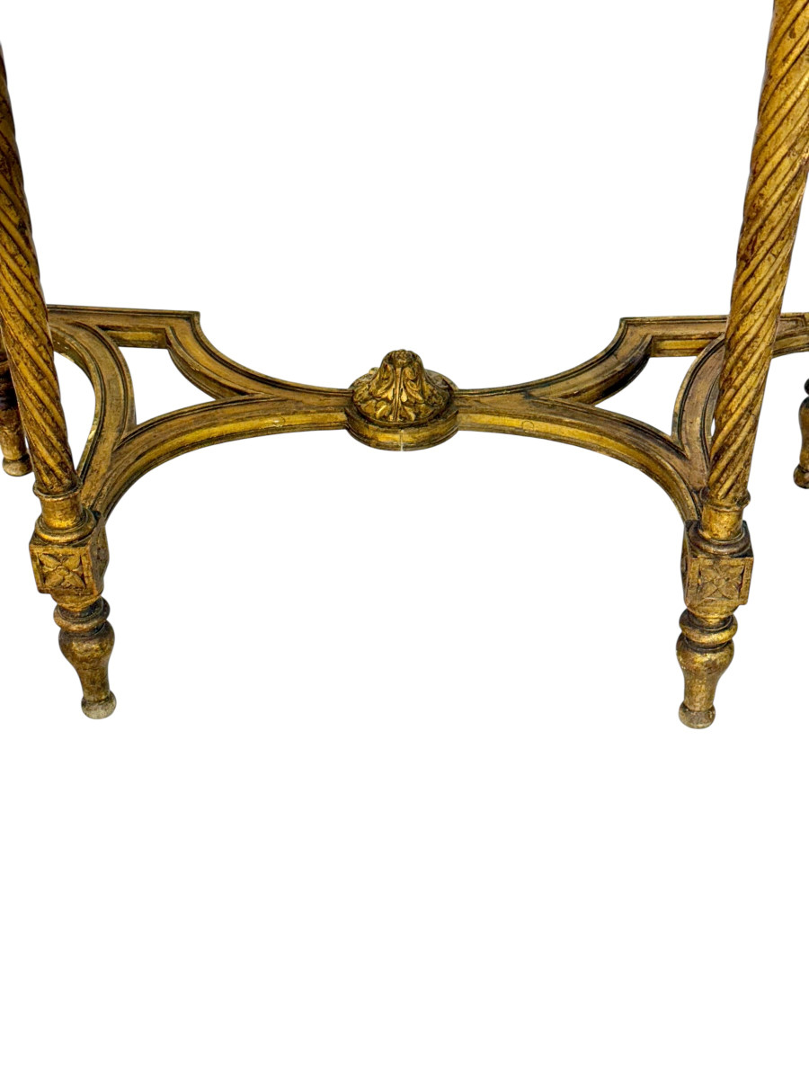 Louis XVI Style Giltwood Console With Marble Top, 19th Century-photo-6