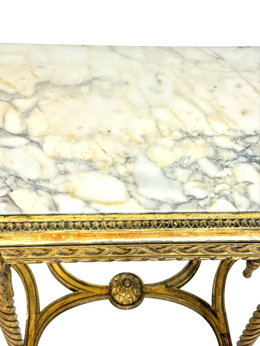 Louis XVI Style Giltwood Console With Marble Top, 19th Century-photo-7