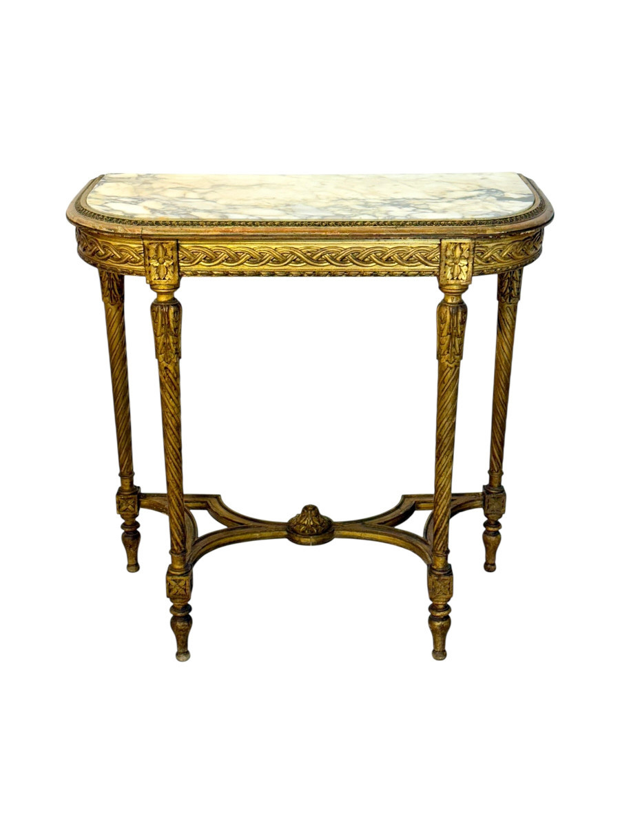 Louis XVI Style Giltwood Console With Marble Top, 19th Century