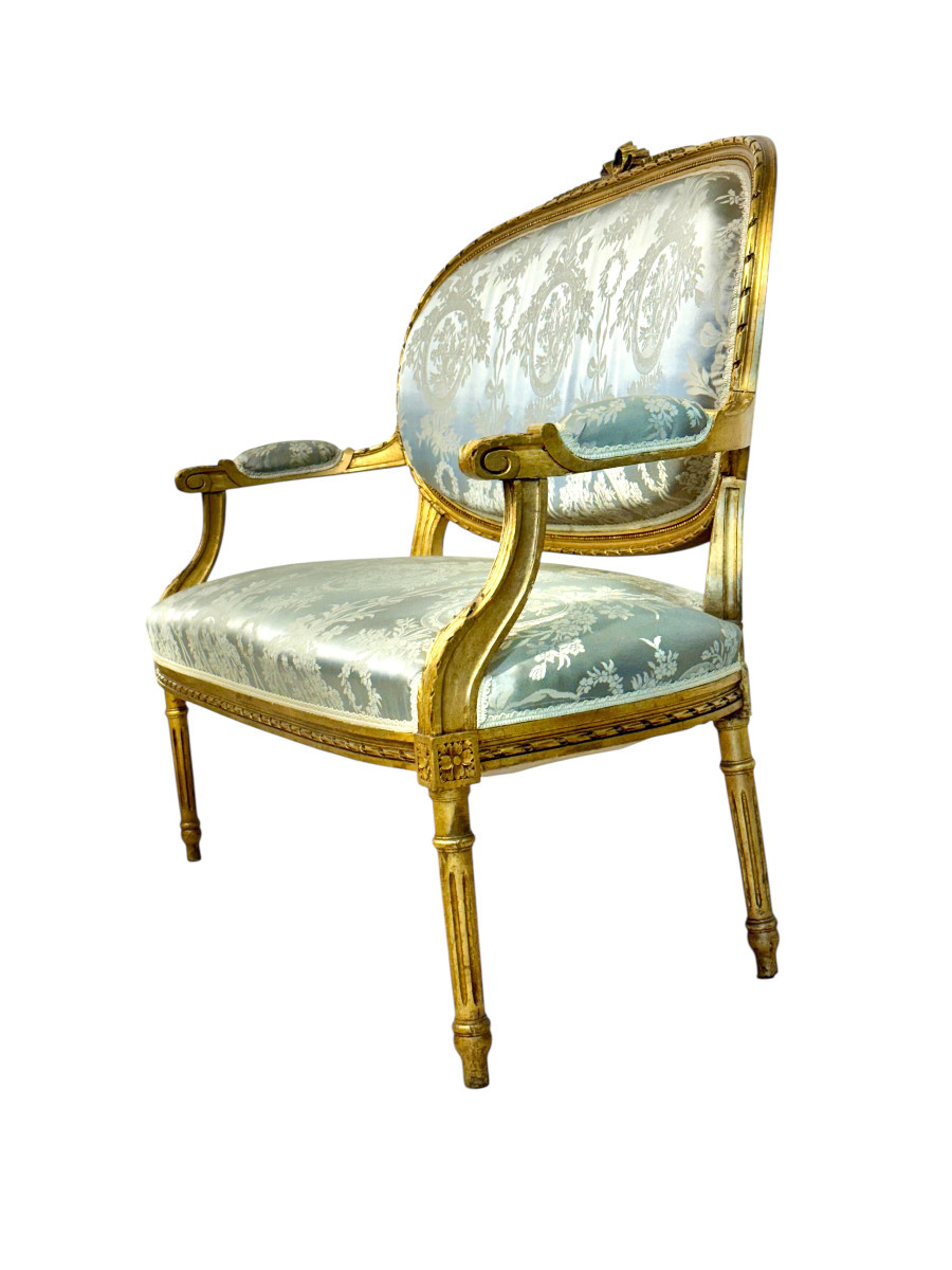 19th Century Louis XVI Style French Gilded Sofa-photo-3