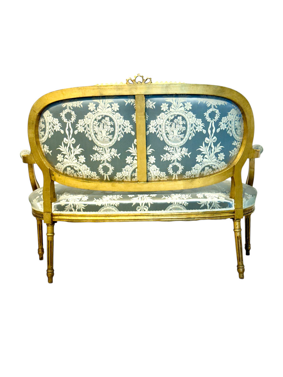 19th Century Louis XVI Style French Gilded Sofa-photo-4