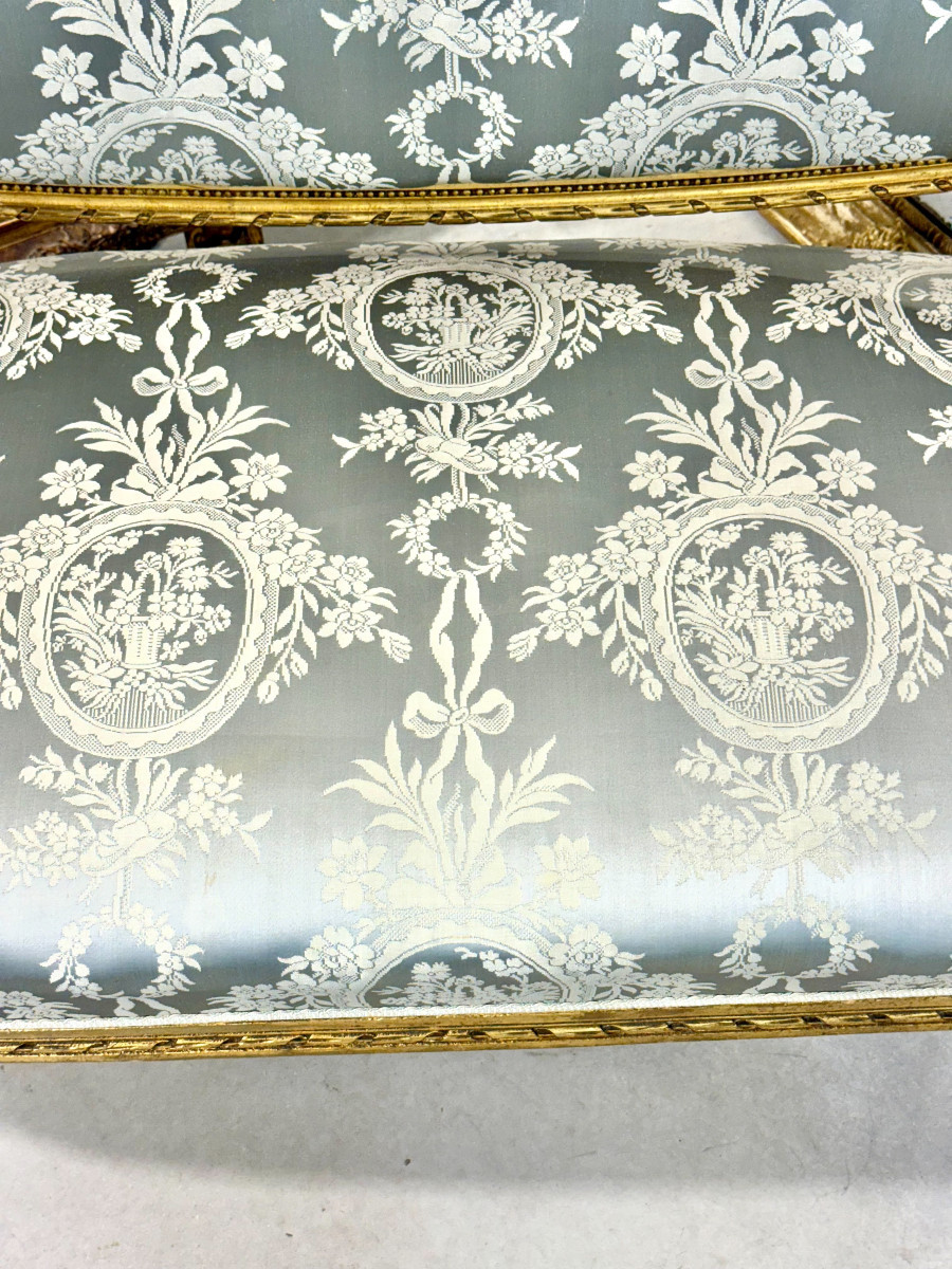 19th Century Louis XVI Style French Gilded Sofa-photo-5