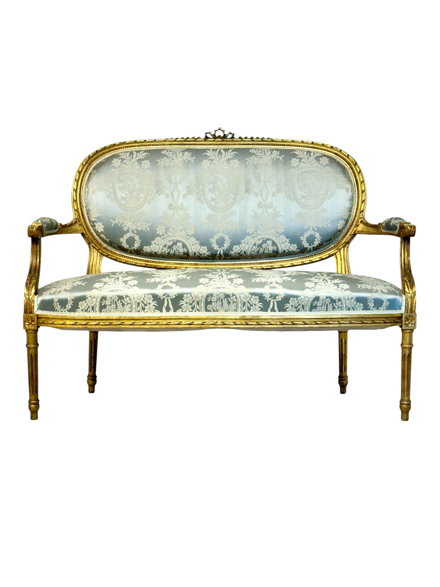 19th Century Louis XVI Style French Gilded Sofa