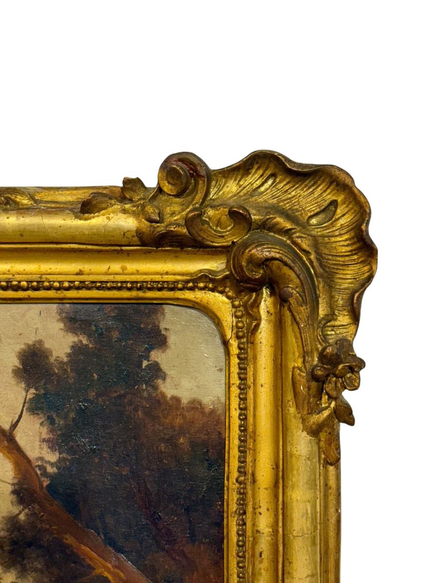 French Giltwood Trumeau Mirror With Beveled Glass, Signed Crassous Fils 1919-photo-2